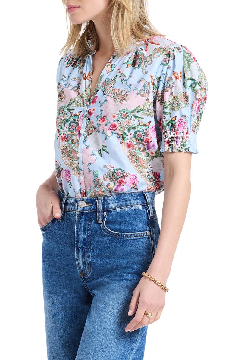 Robert Graham Mila Short Sleeve Woven Shirt, Alternate, color, Multi