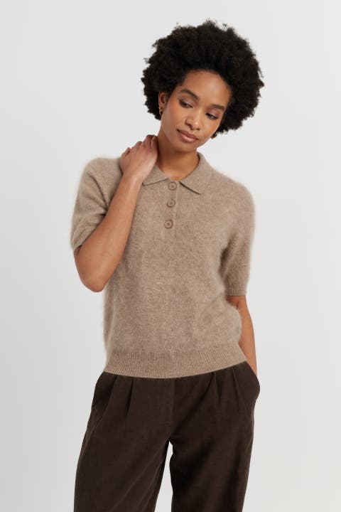 Brushed Cashmere Polo Tee