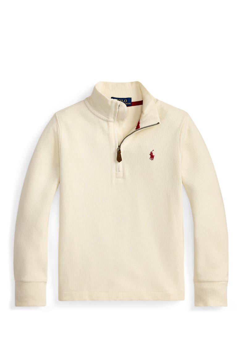 Kids' Estate Rib Quarter Zip Pullover, Main, color, CLUBHOUSE CREAM