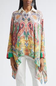 Etro Paisley Print Button-Up Poncho