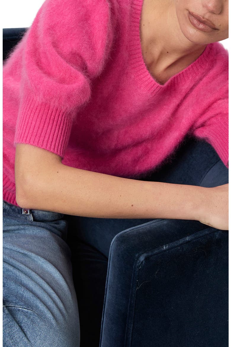 Gladiolus Short Sleeve Cashmere Sweater, Alternate, color, CHERRIES JUBILEE