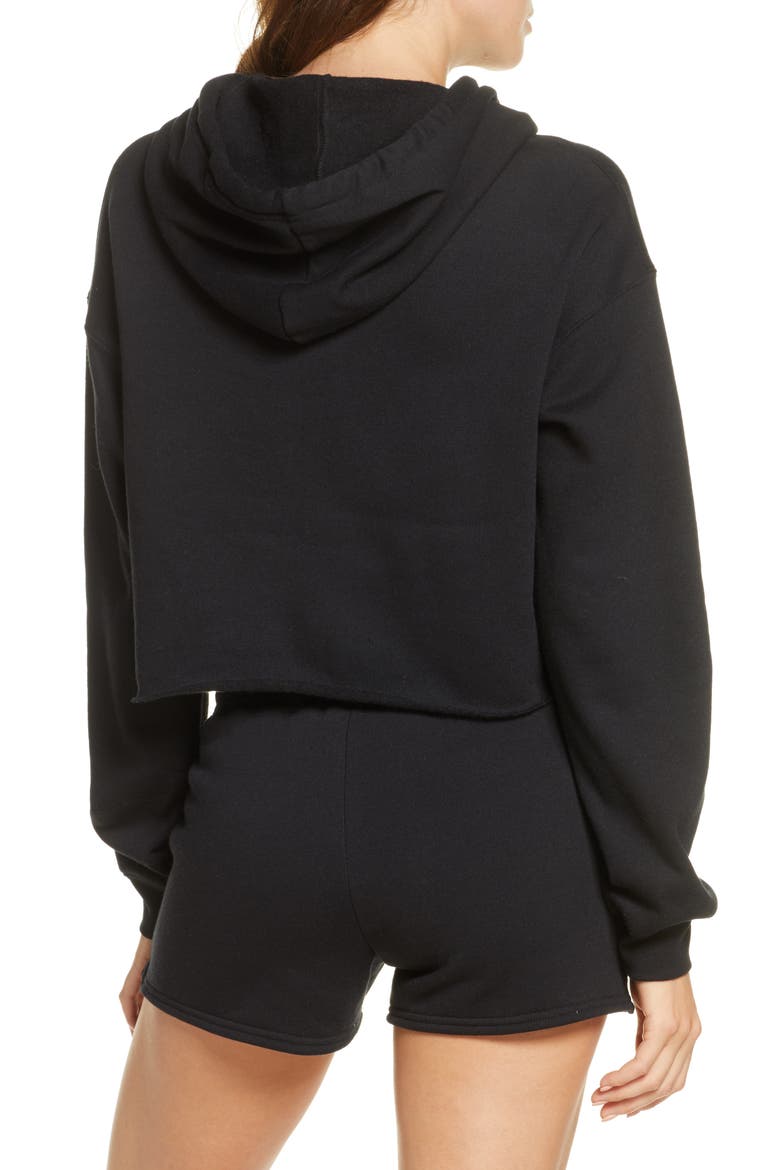 Solid Crop Hoodie, Alternate, color, BLACK