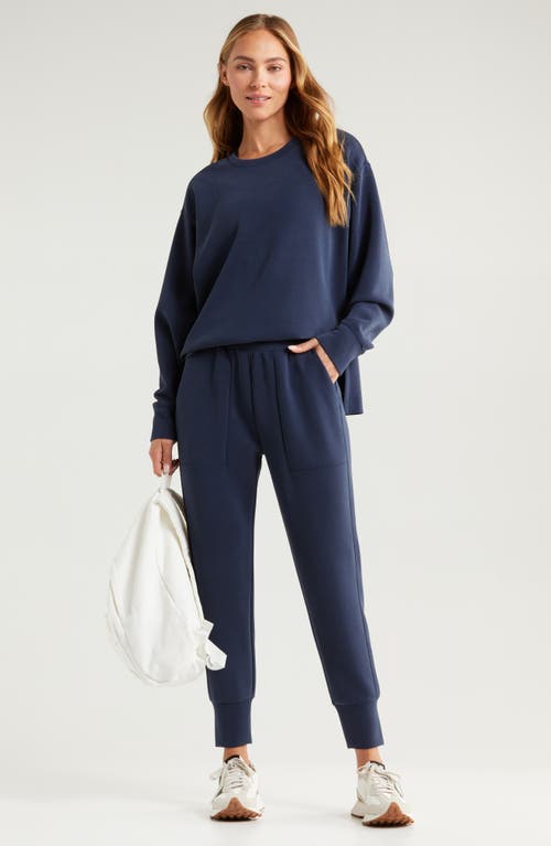 Zella Cozy Scuba Fleece Tunic In Navy Sapphire