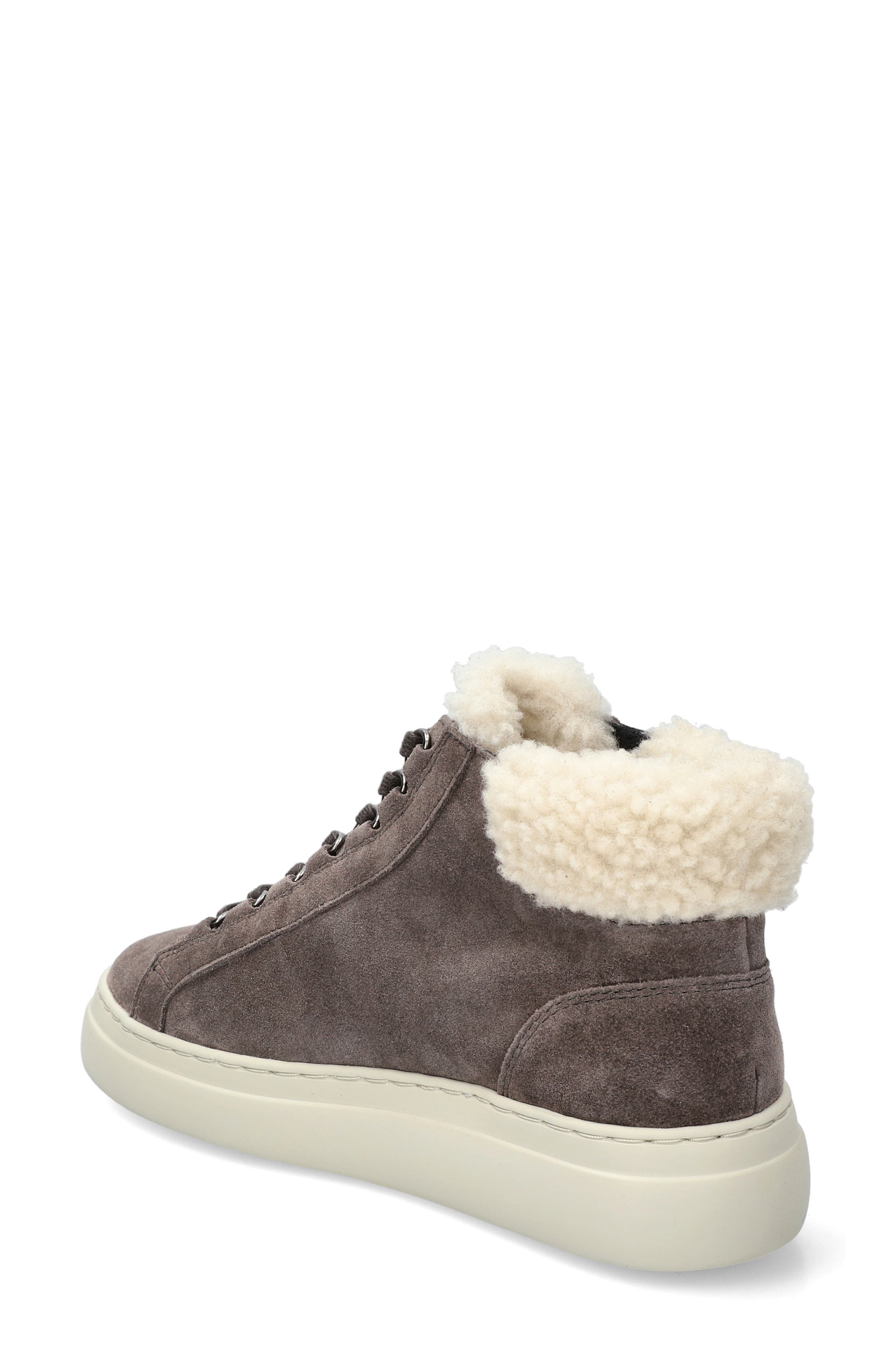 Dolie Genuine Shearling Lace-Up Sneaker, Alternate, color, DARK GREY VL3652