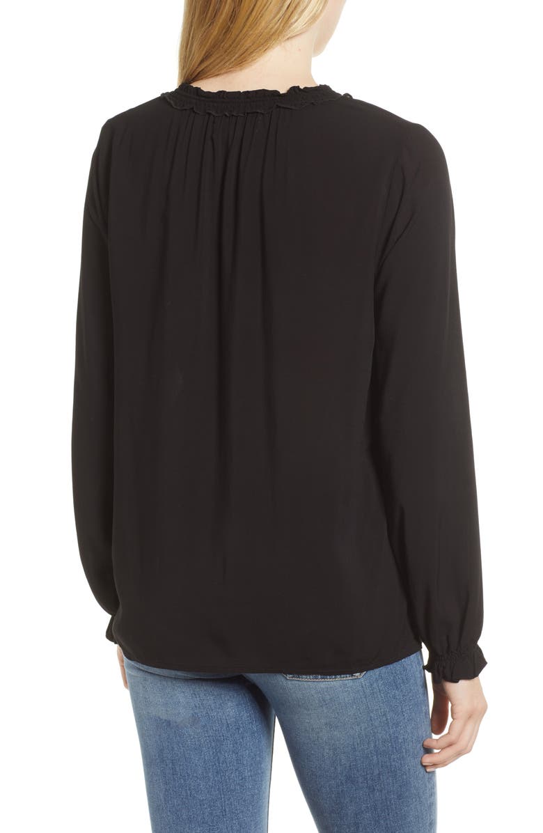 Velvet by Graham & Spencer Ruffle Tie Neck Top, Alternate, color, 