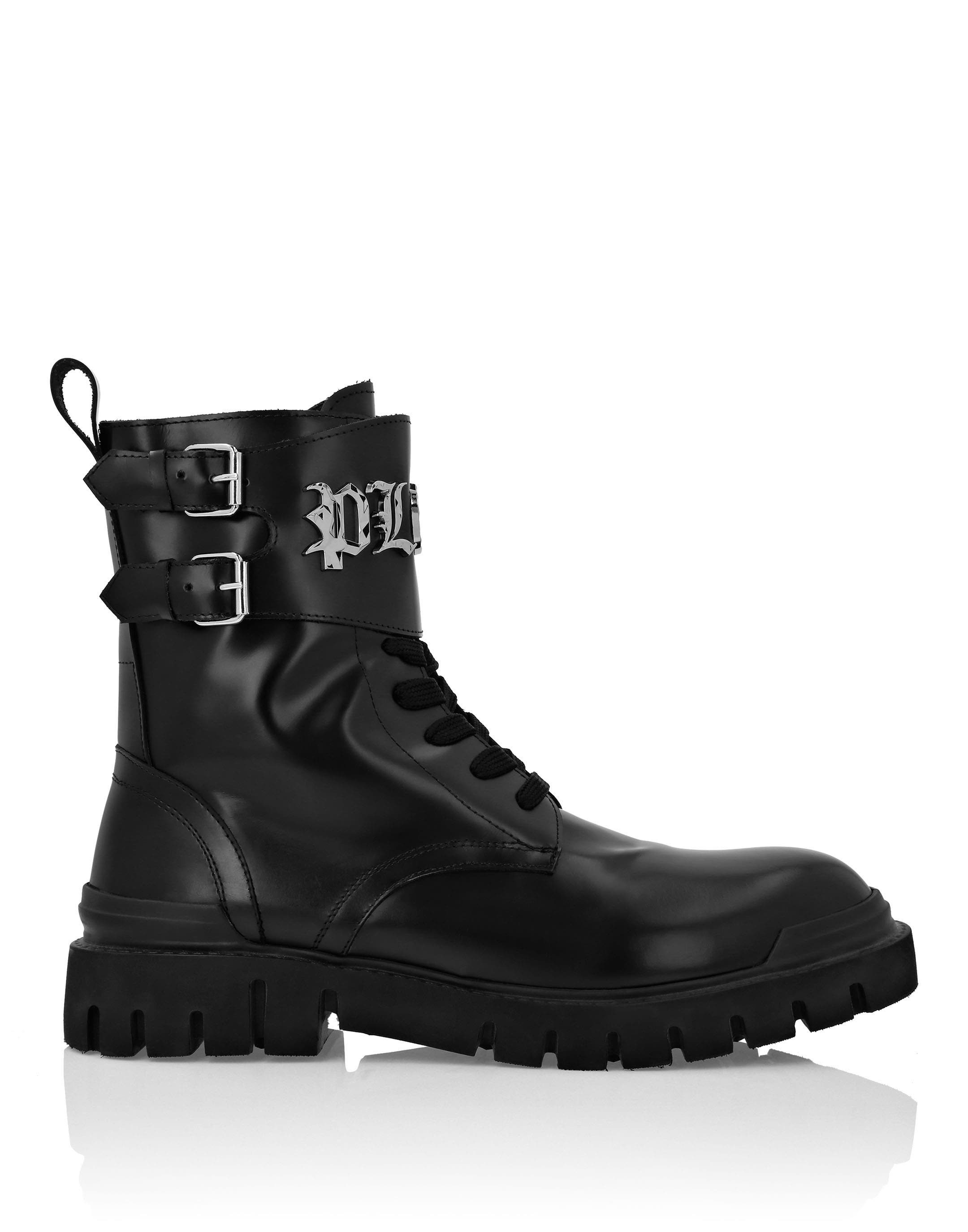 Boots Mid Flat Gothic Plein Men, Alternate, color, black