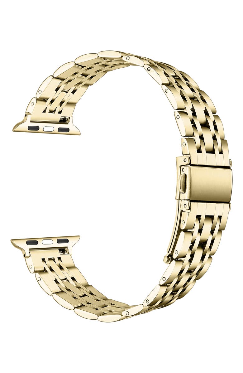 The Posh Tech Rainey Stainless Steel Apple Watch<sup>®</sup> Watchband, Alternate, color, Gold