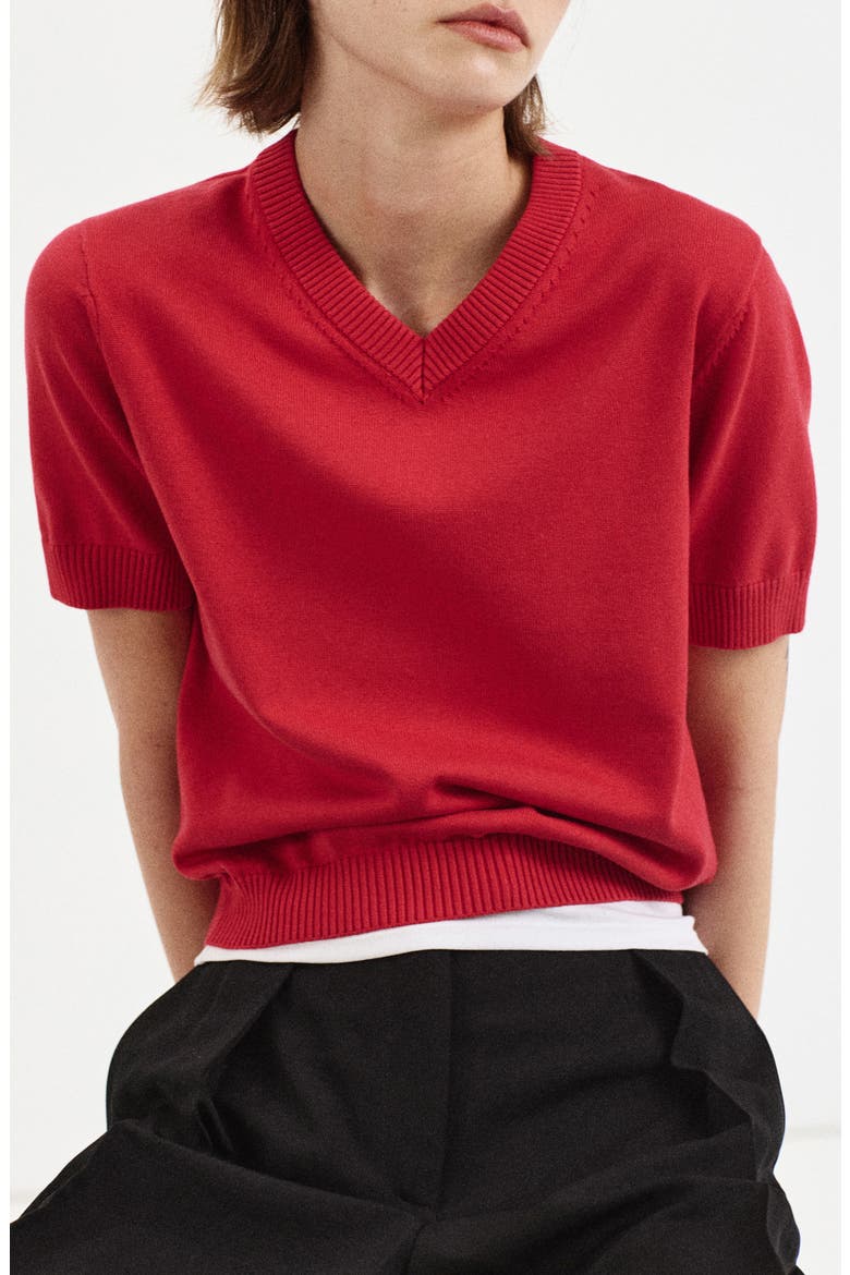 V-Neck Sweater, Main, color, RED