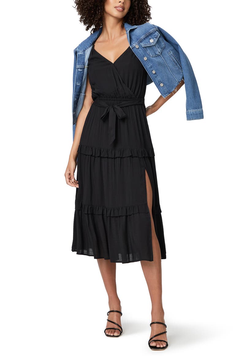 Riviera Tiered Midi Dress, Alternate, color, BLACK