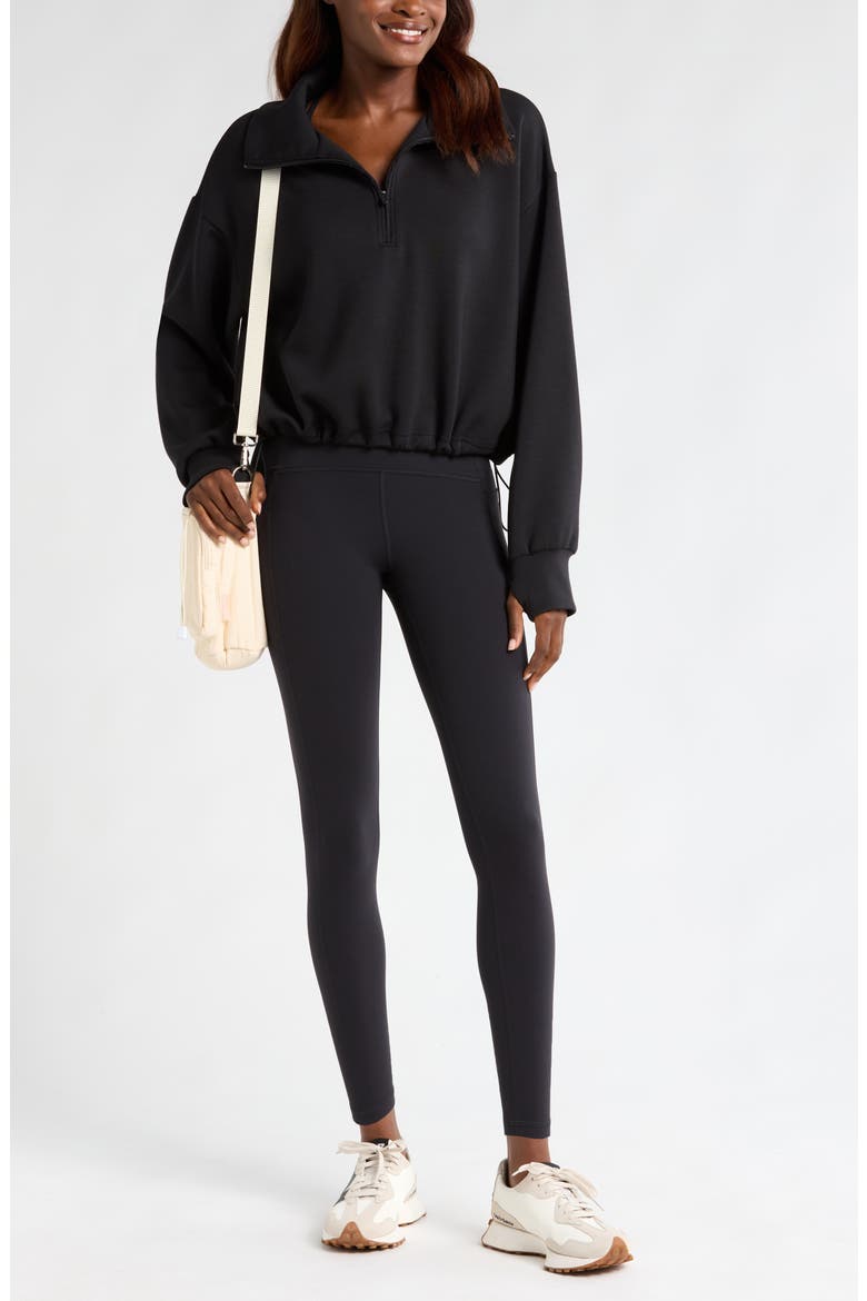 Soft Modal Blend Half Zip Pullover, Alternate, color, BLACK