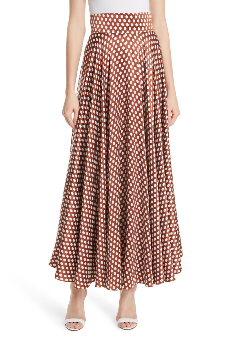 High Waist Dot Maxi Skirt, Main, color, BAKER DOT SMALL SIENNA