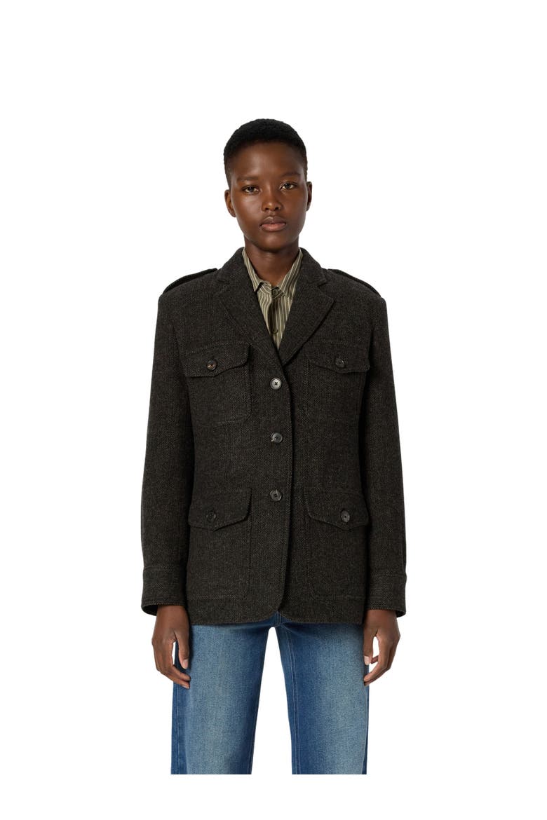 Nadira Herringbone Jacket, Main, color, Charcoal