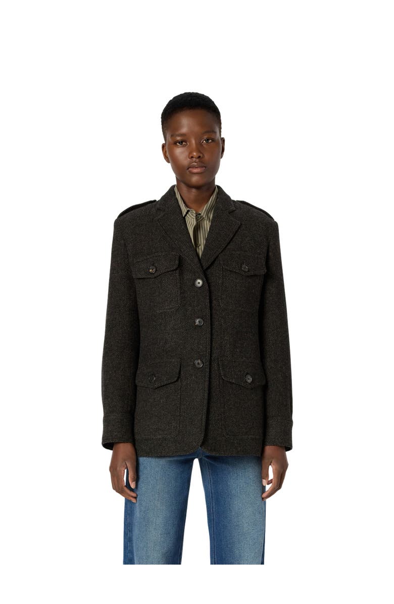 GERARD DAREL Nadira Herringbone Jacket, Main, color, Charcoal