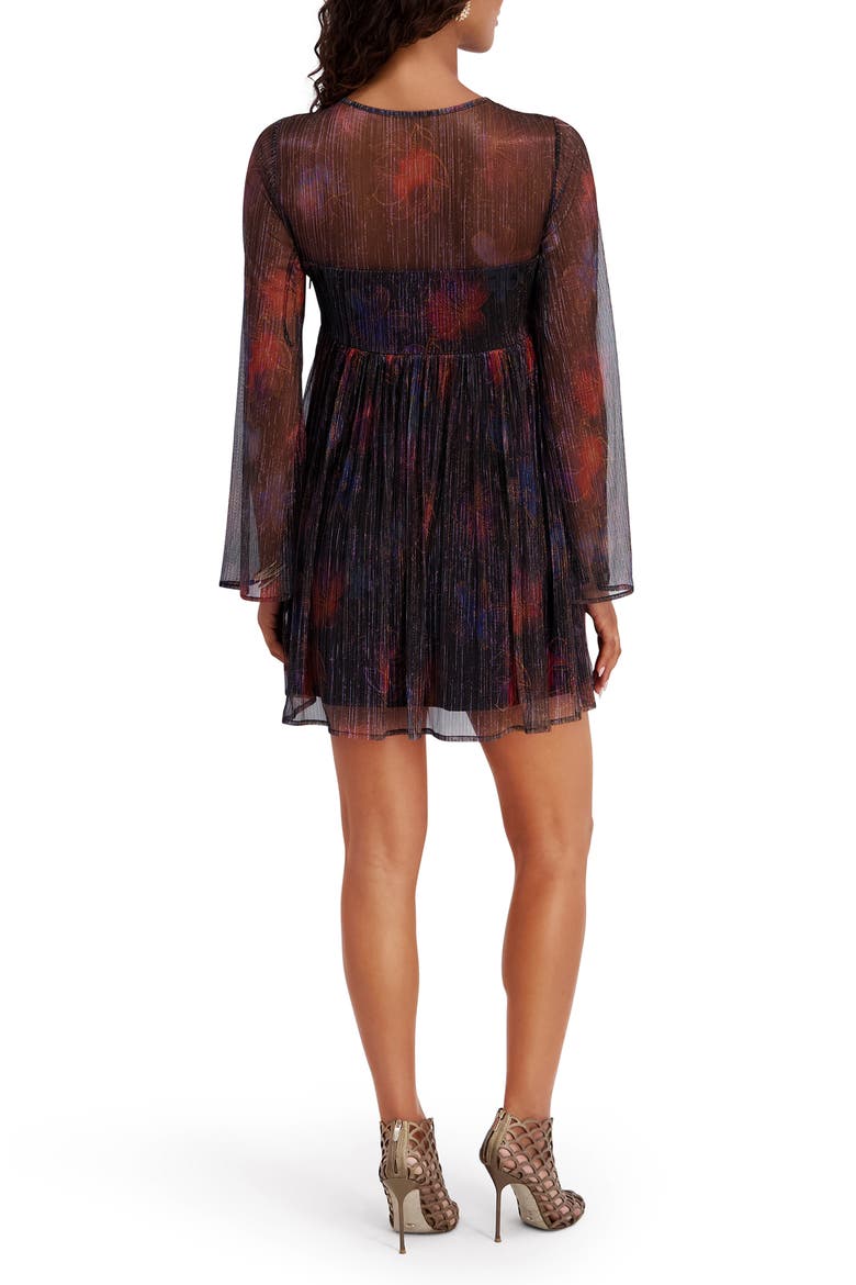 Print Shimmer Long Sleeve Knit Minidress, Alternate, color, BLACK MULTI