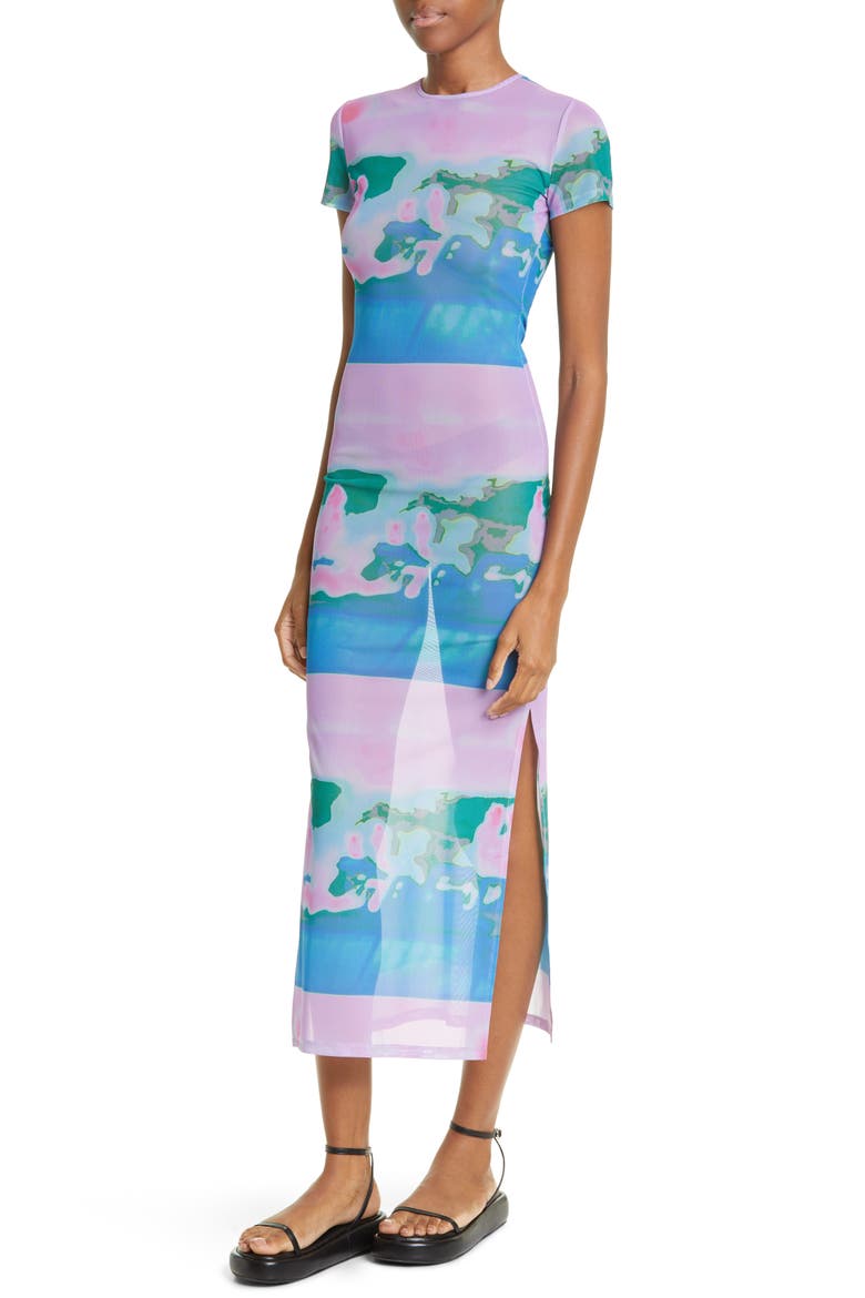 Billie Thermal Pastel Print Sheer Mesh Midi Dress, Alternate, color, THERMAL PASTEL