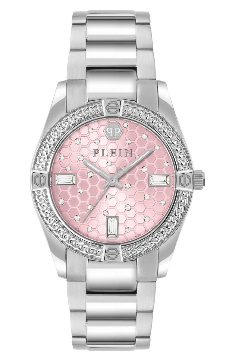 PHILIPP PLEIN Icon Chain Bracelet Watch, 36mm, Main, color, Stainless Steel/ Pink