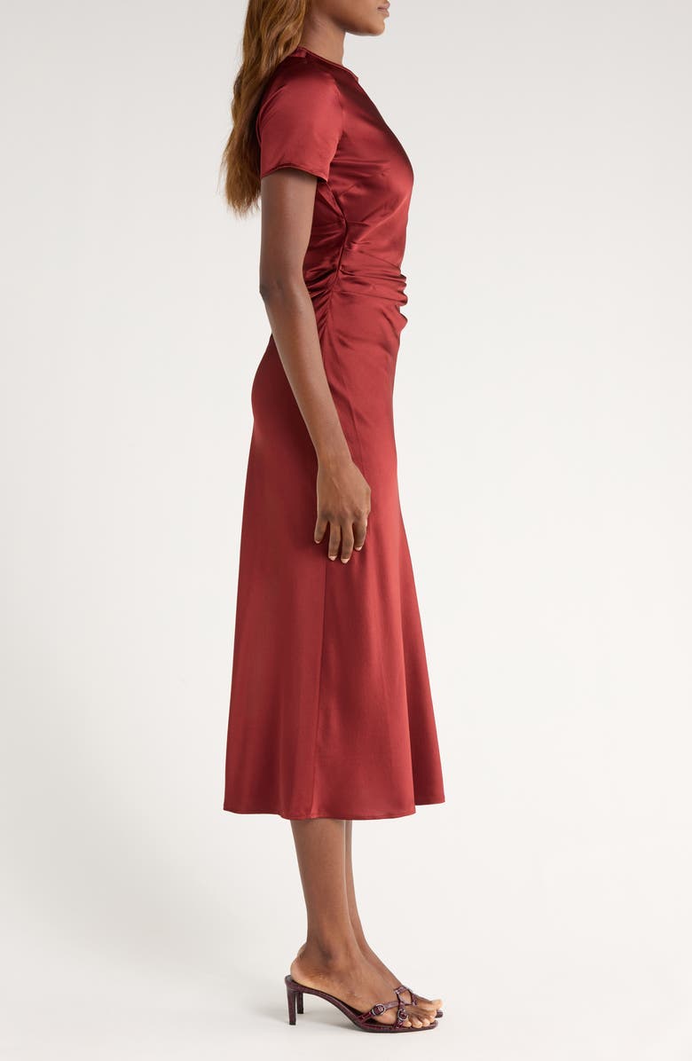 STAUD Marcel Stretch Silk Midi Dress, Alternate, color, Sangria