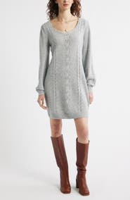 Treasure & Bond Mixed Stitch Long Sleeve Sweater Dress
