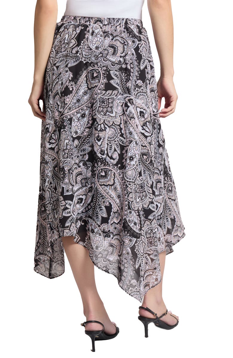Jones New York Paisley Ruffle Handkerchief Hem Midi Skirt, Alternate, color, 
