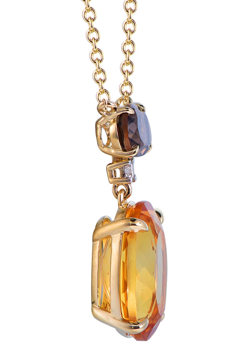 Citrine & Smoky Quartz Necklace with Diamonds, Alternate, color, Citrine Orange & Brown