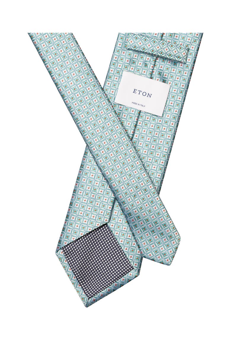 Eton Geometric Silk Jacquard Tie, Alternate, color, Medium Green