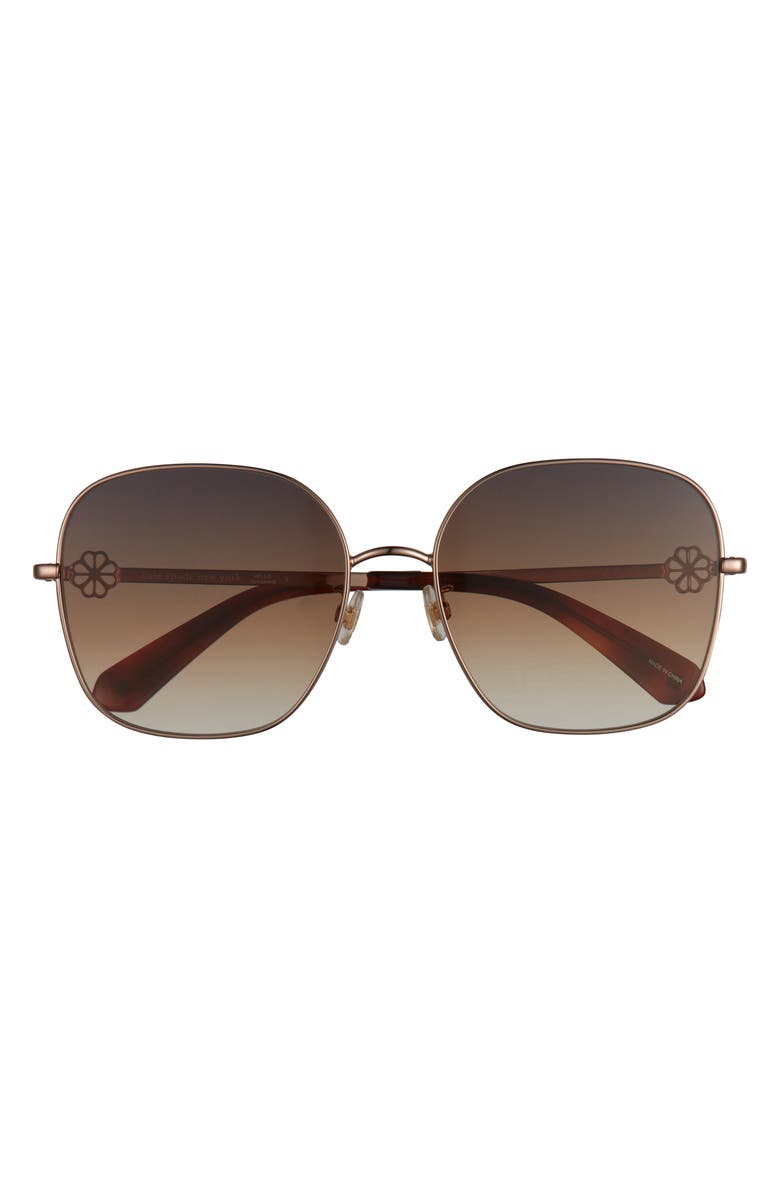 Kate Spade New York Talya 59mm Square Sunglasses, Main, color, Rose Gold / Grey Brown Fuschia