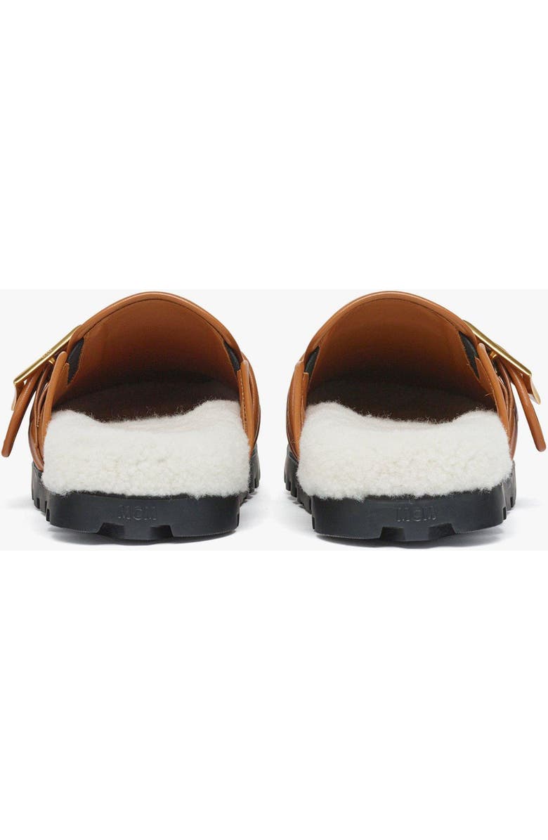 MCM Flat Mule in Visetos and Shearling, Alternate, color,