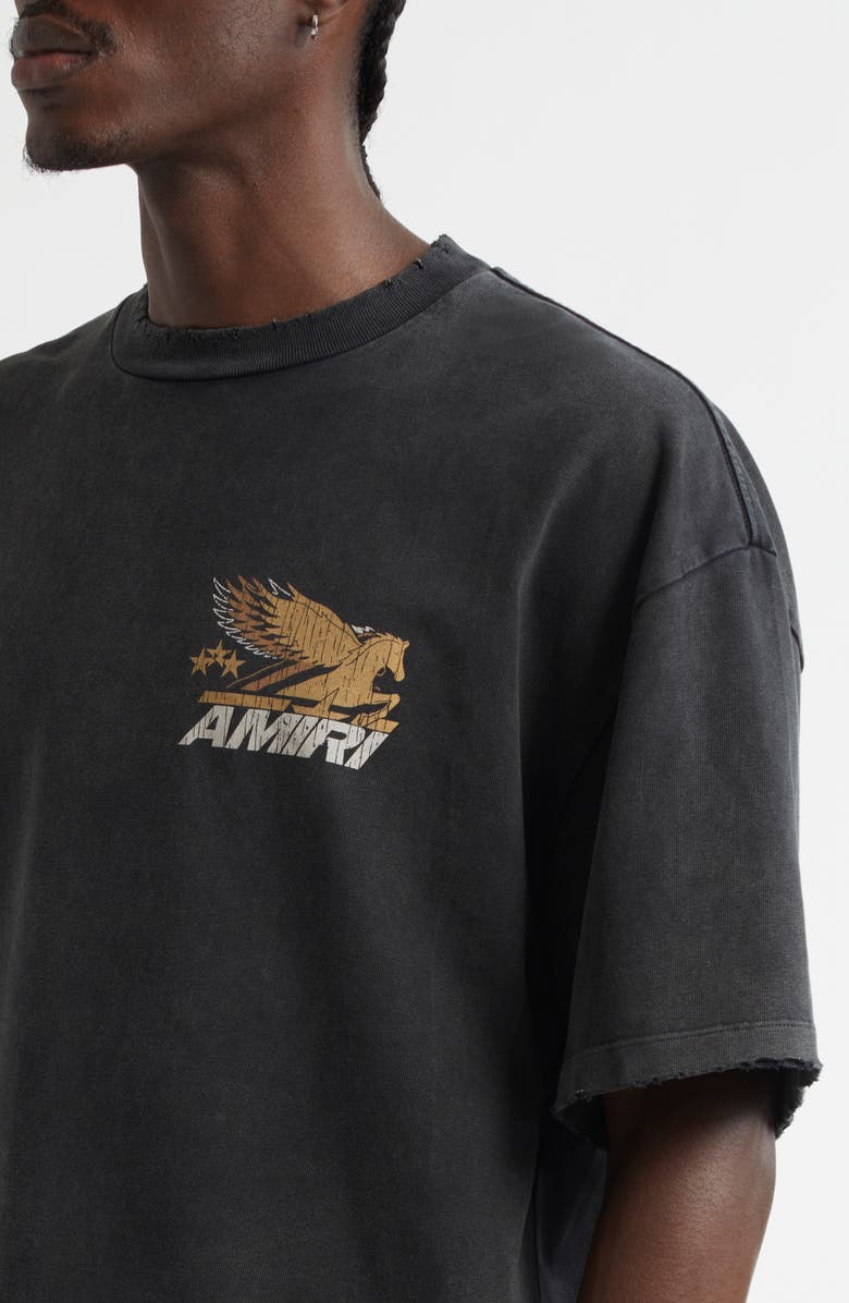 AMIRI Pegasus Oversize Cotton Graphic T-Shirt, Alternate, color, Black