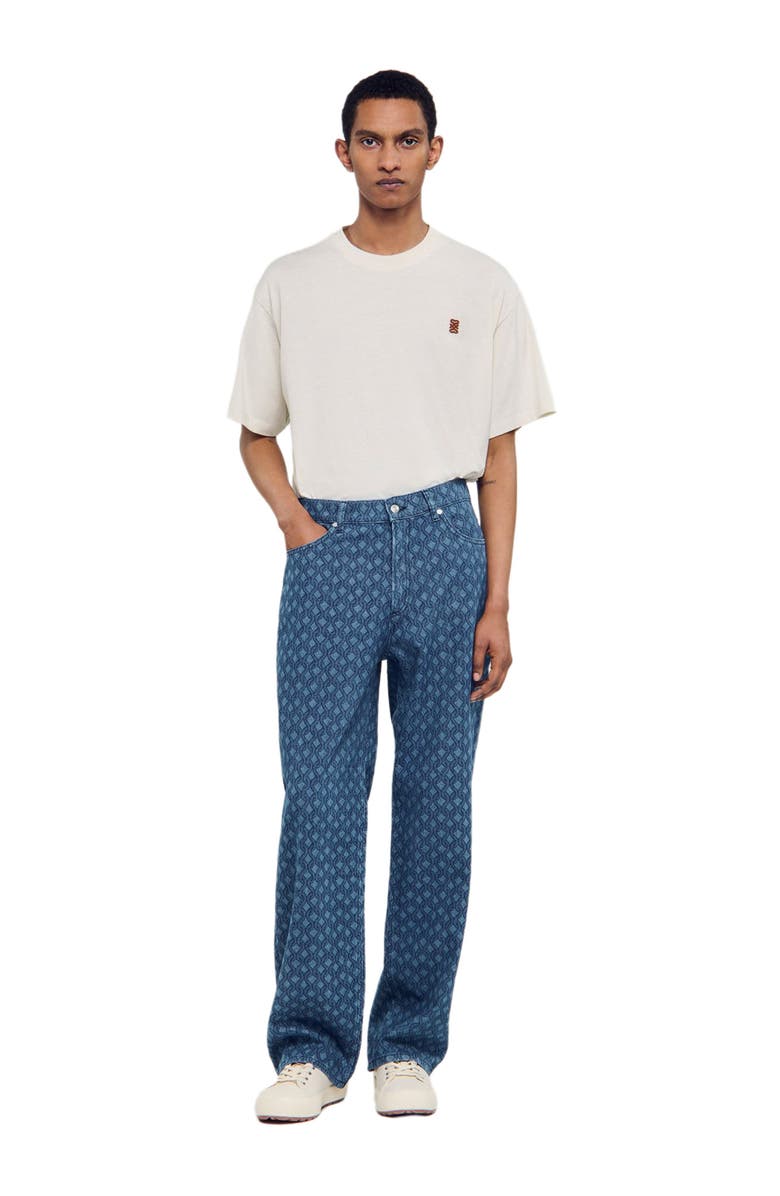 SANDRO Rope pattern baggy jeans, Alternate, color, Raw-Denim