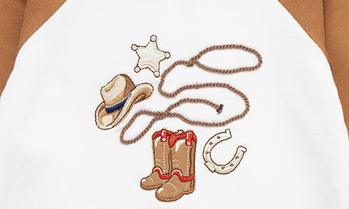 Little Me Western Active Cotton Sweatshirt & Pants Set In Multi