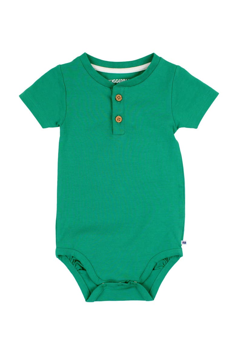 Baby Boys Short Sleeve Knit Henley Bodysuit, Main, color, Green