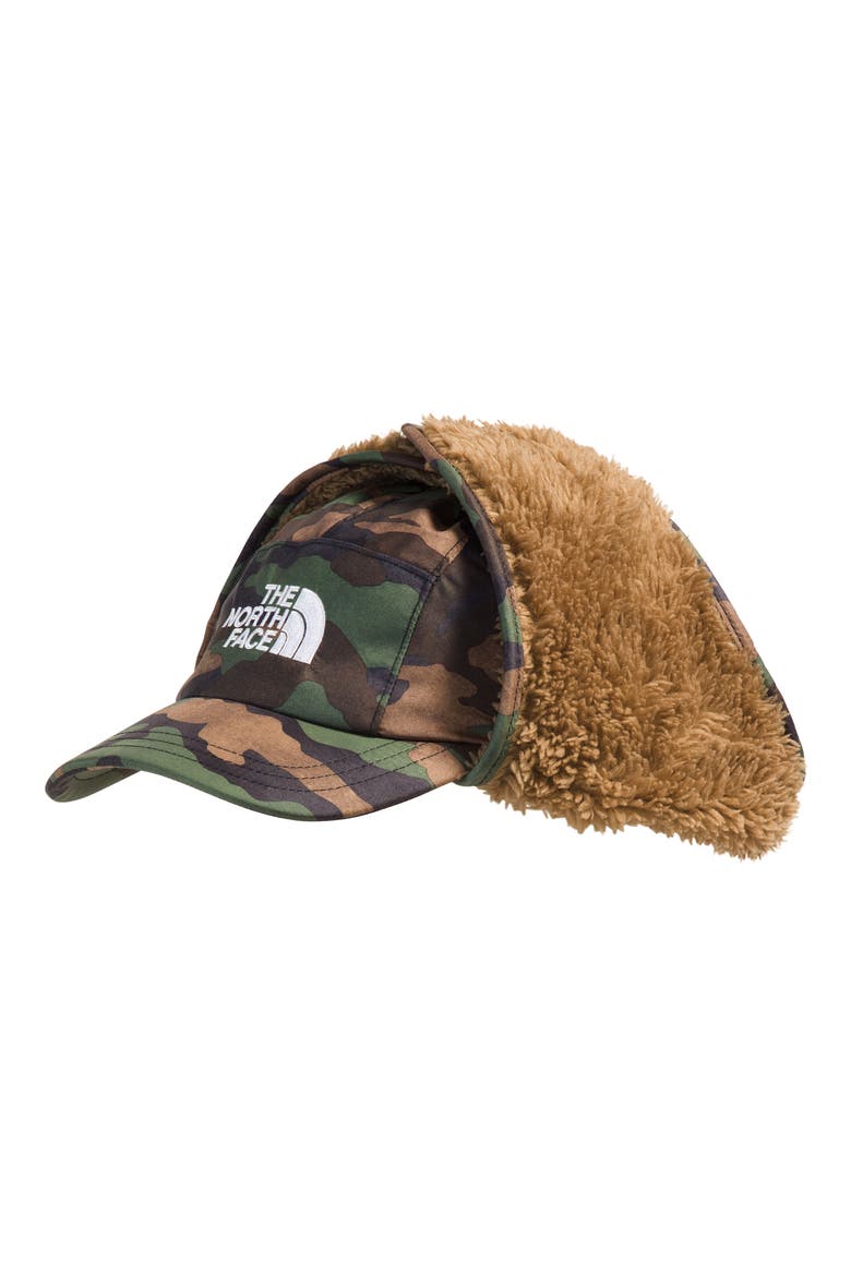 Kids' Shasta Trapper Cap, Alternate, color, TNF BLACK TNF CAMO SMALL PRINT
