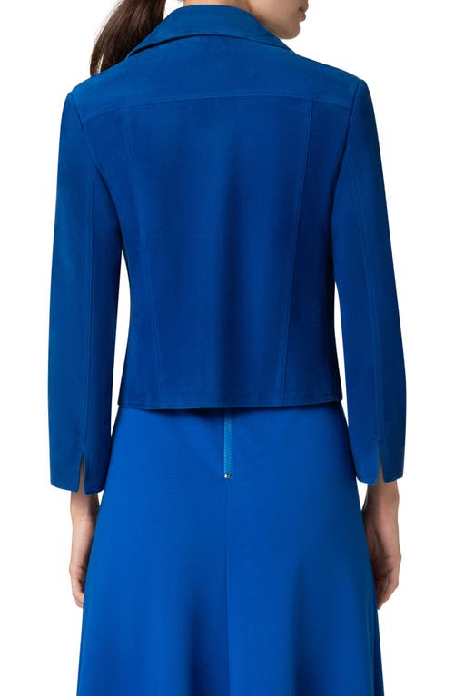 Akris Punto Suede Crop Biker Jacket In Royal