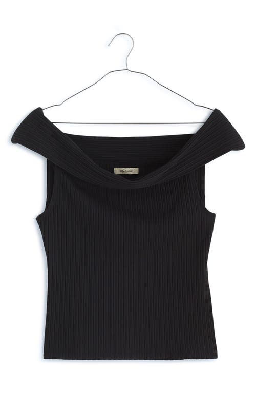 Madewell Rib Off The Shoulder Top In True Black