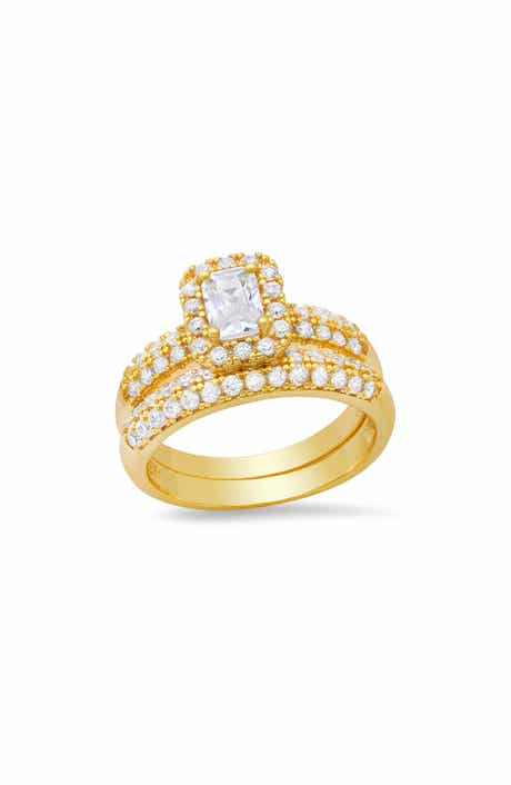 18k Gold Plated Emerald Cut Ring