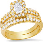 STEELTIME 18k Gold Plated Emerald Cut Ring