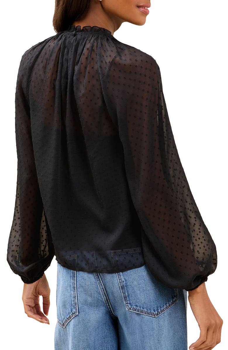 Lipsy Dobby Ruffle Top, Alternate, color, Black