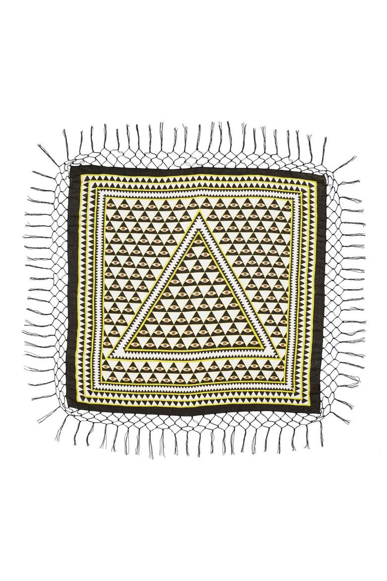 'Evil Eye' Square Scarf, Alternate, color, BLACK