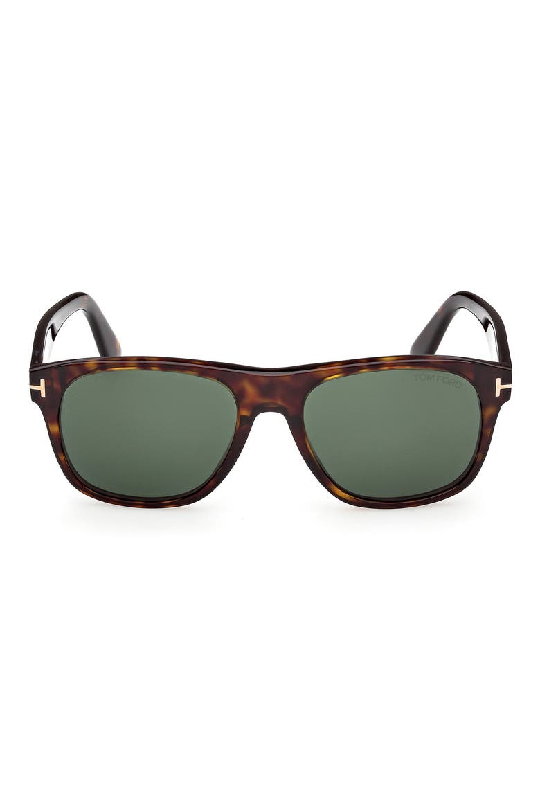 Marlon 55mm Square Sunglasses, Main, color, DARK HAVANA/ GREEN LENSES