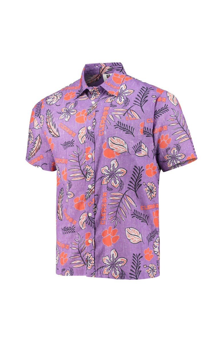 Wes & Willy Men's Wes & Willy Purple Clemson Tigers Vintage Floral Button-Up Shirt, Alternate, color, 