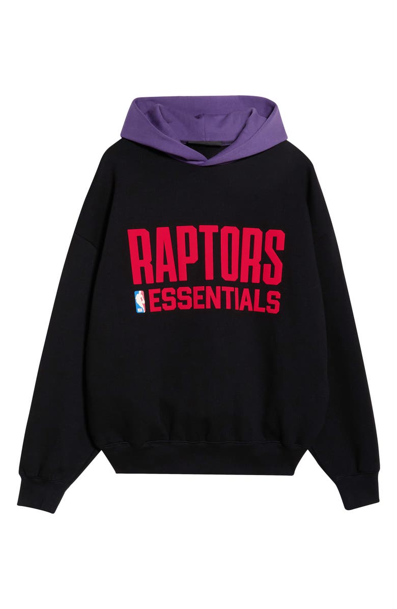 Fear of God Essentials x NBA Raptors Sports Fit Hoodie, Alternate, color, Black/ Purple Reign