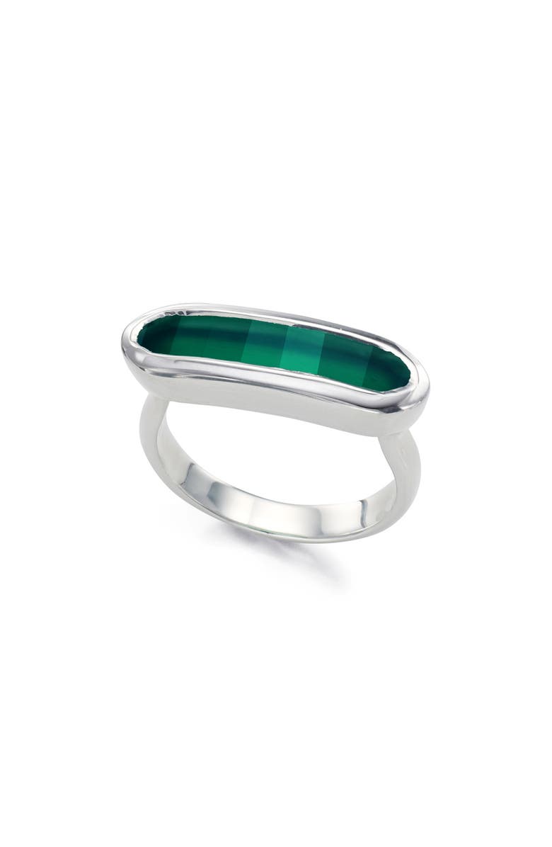 Monica Vinader Baja Green Onyx Ring, Main, color, Sterling Silver