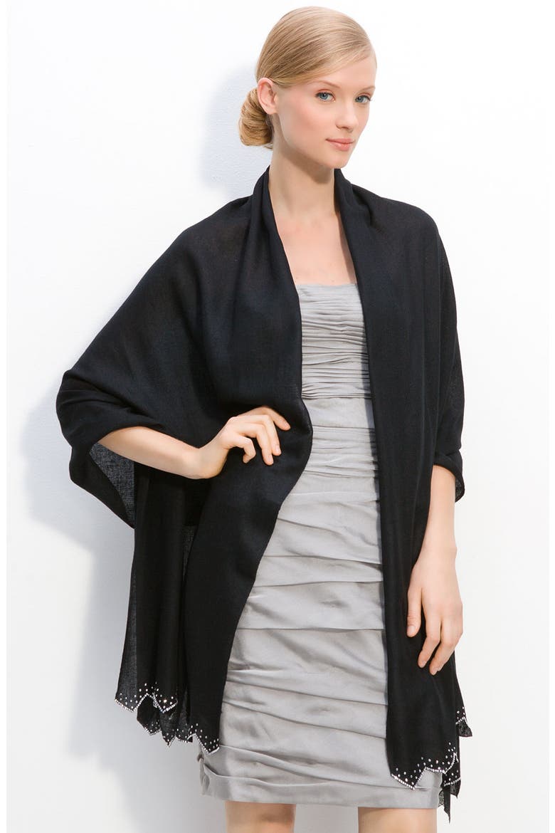 Swarovski Cashmere Wrap, Main, color, BLACK