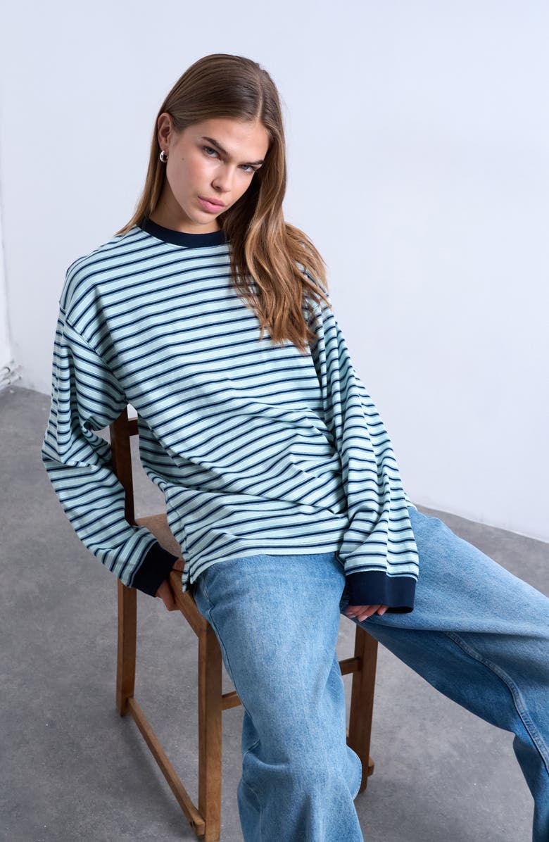 Topshop Slouchy Skater Cotton T-Shirt, Alternate, color, Medium Blue