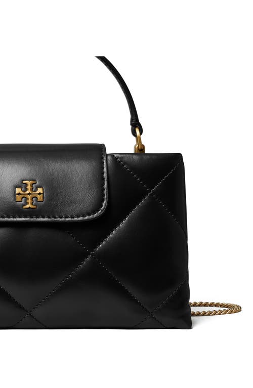 Tory Burch Kira Diamond Quilted East-west Top Handle Bag In Black
