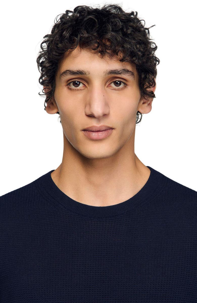 SANDRO Textured knit sweater, Alternate, color, Navy Blue