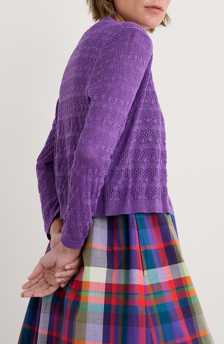 Seasalt Cornwall Sweet Day Pointelle Organic Cotton Cardigan, Alternate, color, Knit Melange Pansy