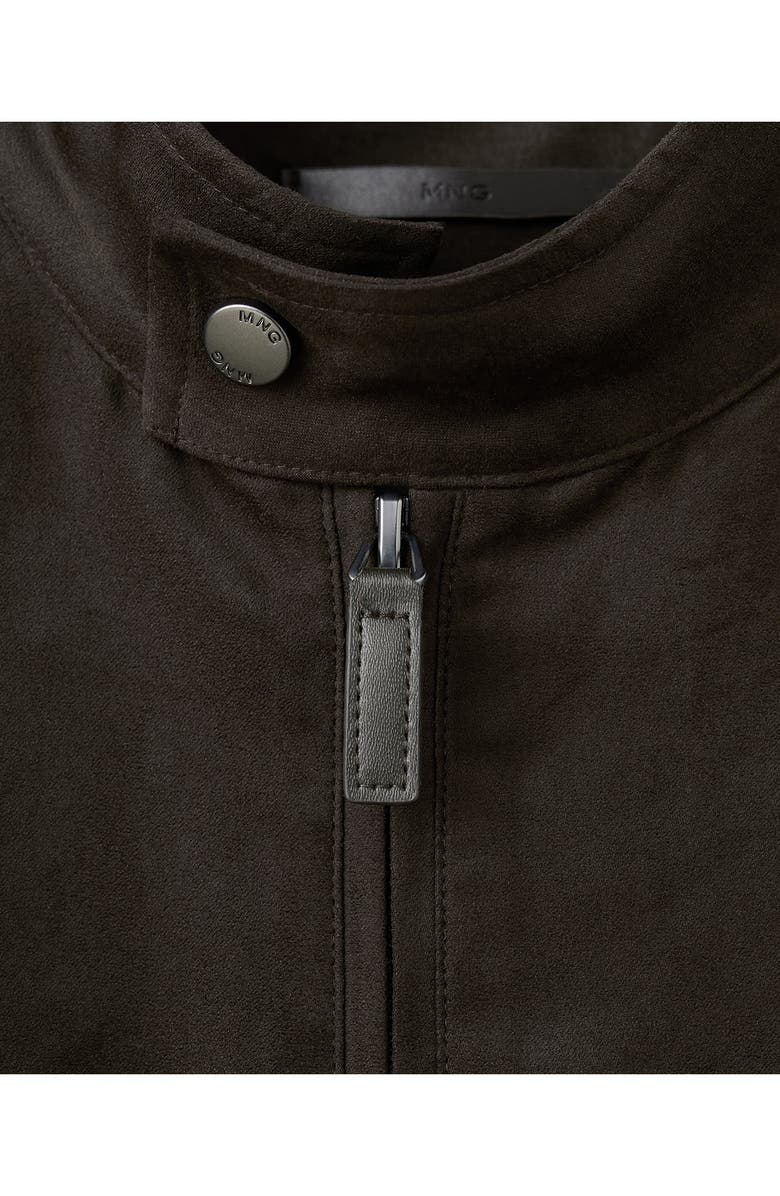 MANGO Faux Suede Biker Jacket, Alternate, color, Brown