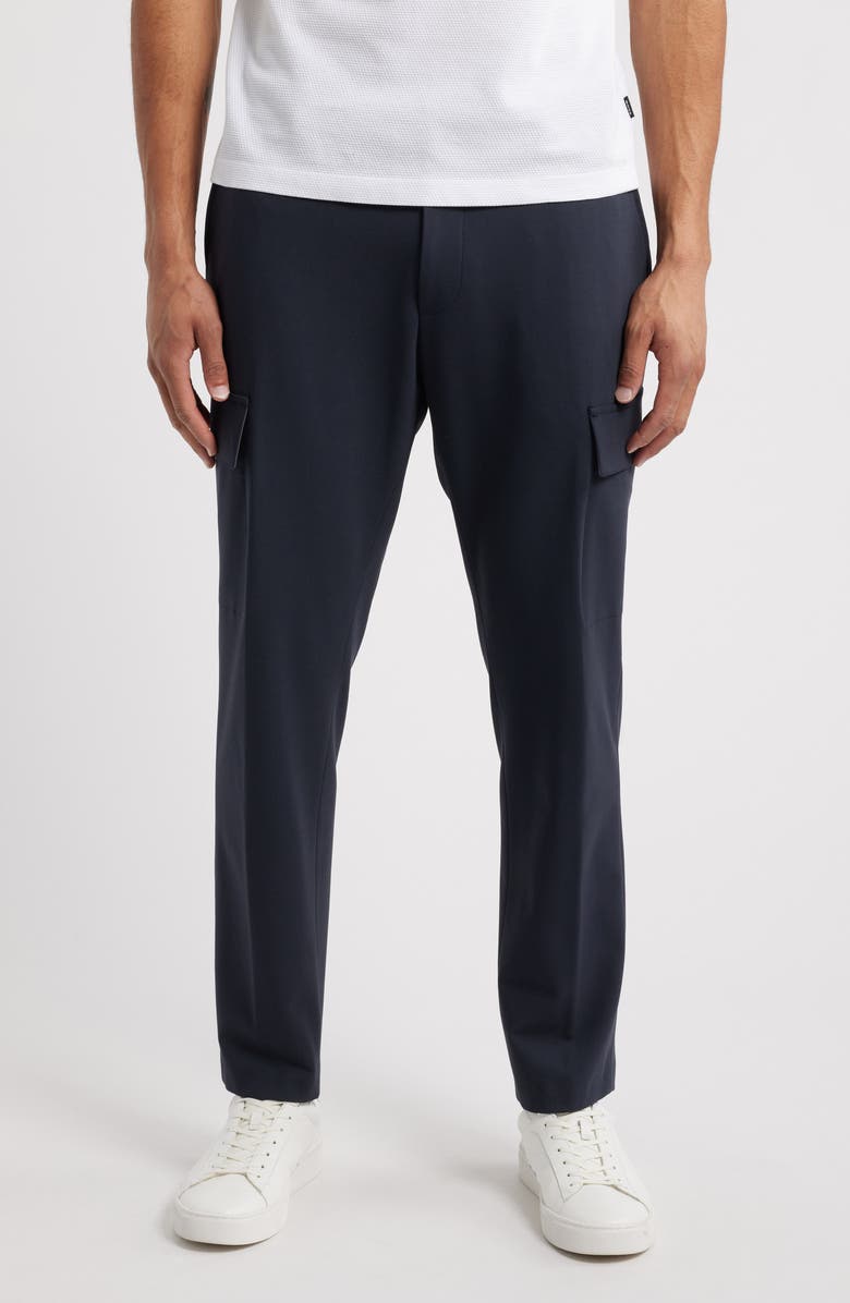 BOSS Pepe Flat Front Stretch Cargo Pants, Main, color, Dark Blue