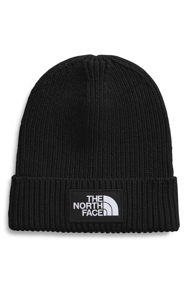 The North Face Kids' Logo Box Cuffed Recycled Beanie, Main, color, Tnf Black